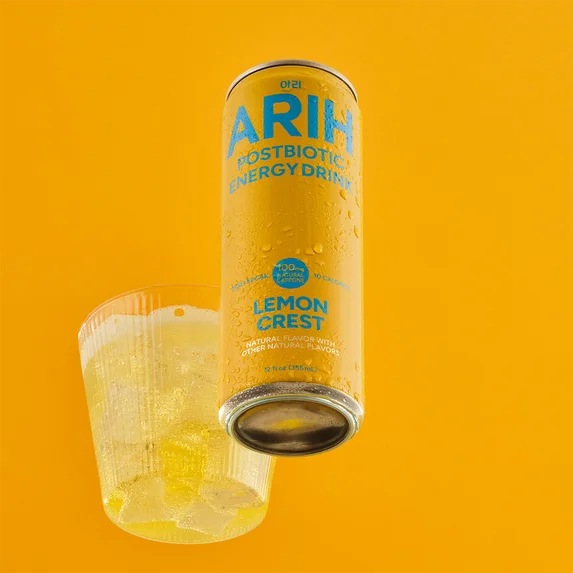 ARIH Bebida Energética Postbiótica, Bebida Energética Limpia sin Azúcar con 100 Mg de Cafeína Natural, 12 fl oz, Paquete de 4