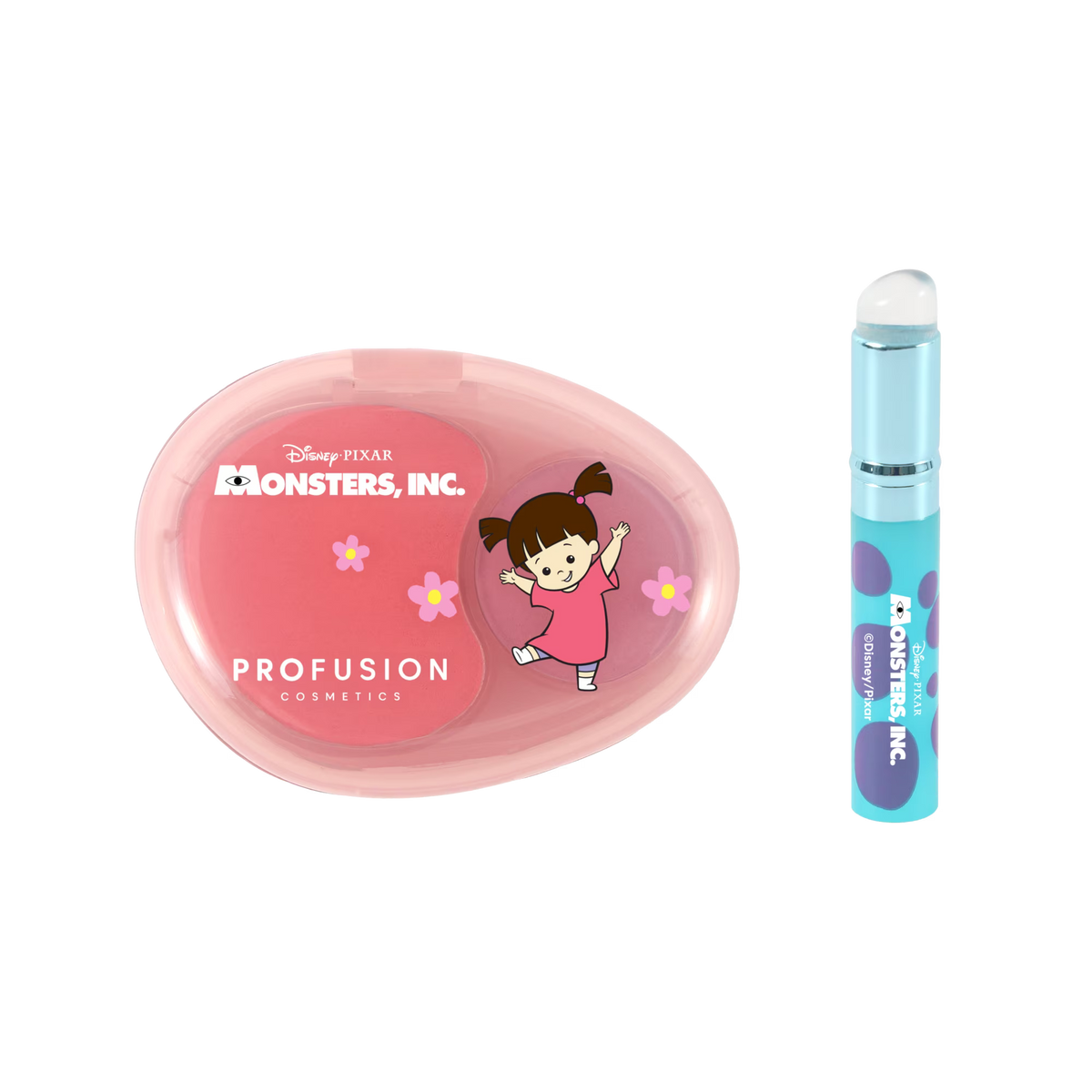 Profusion Cosmetics Monsters Inc - Boo + Sulley Dúo de Labios y Mejillas Rebotadores + Dijes de Llavero