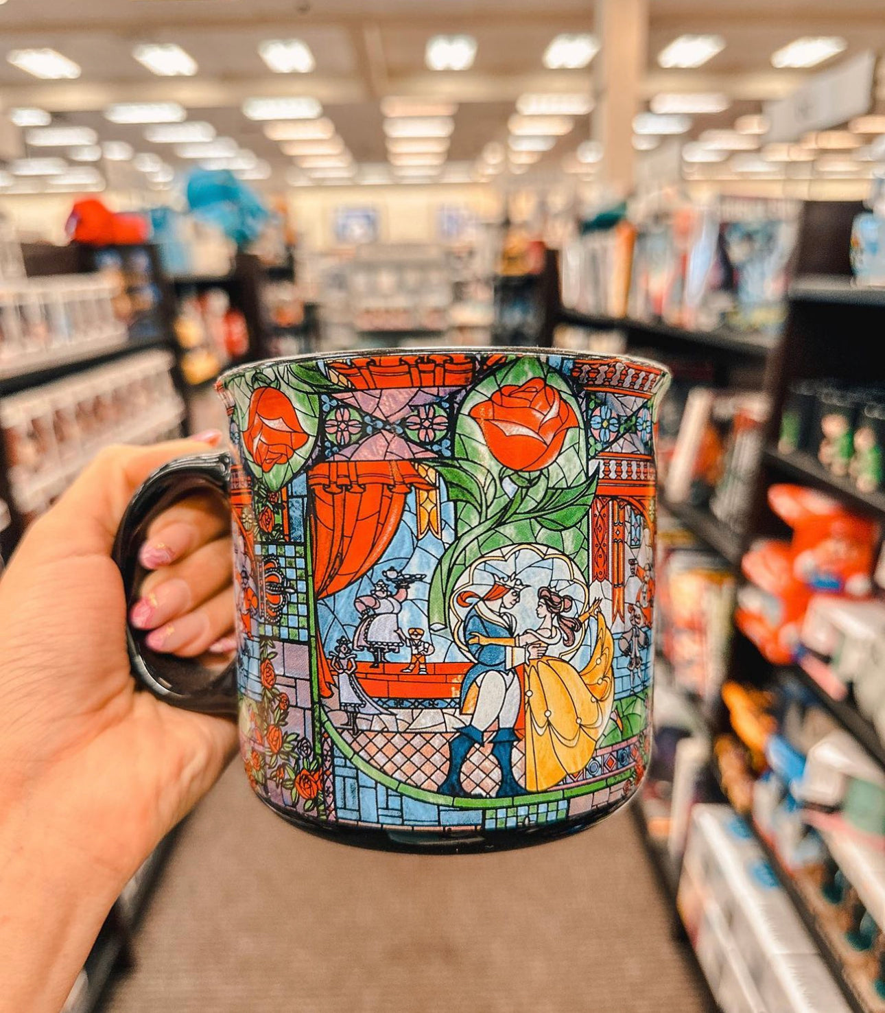 La Bella Y La Bestia Taza Stained Glass