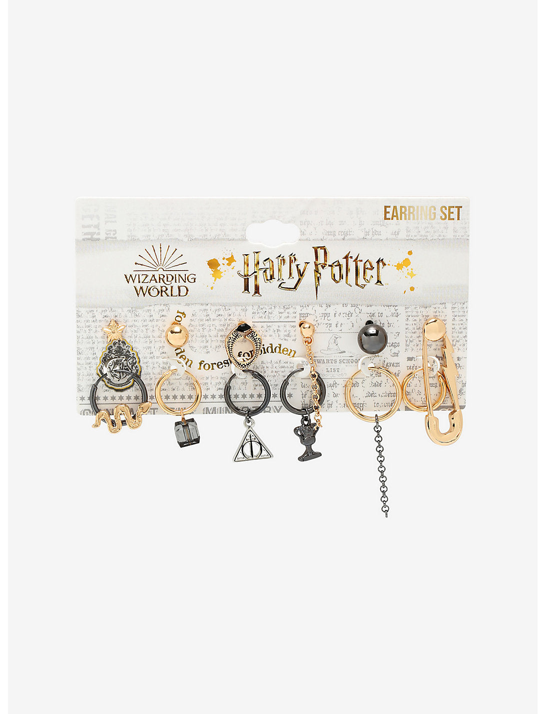 Harry Potter Set De Aretes Mismatch Oro