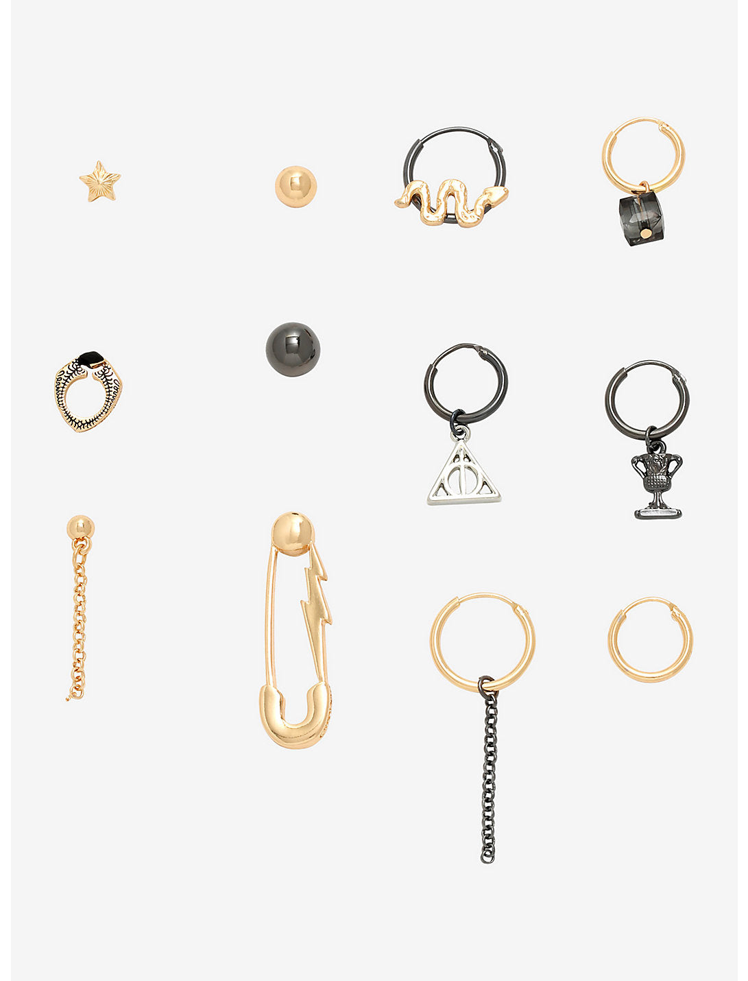 Harry Potter Set De Aretes Mismatch Oro