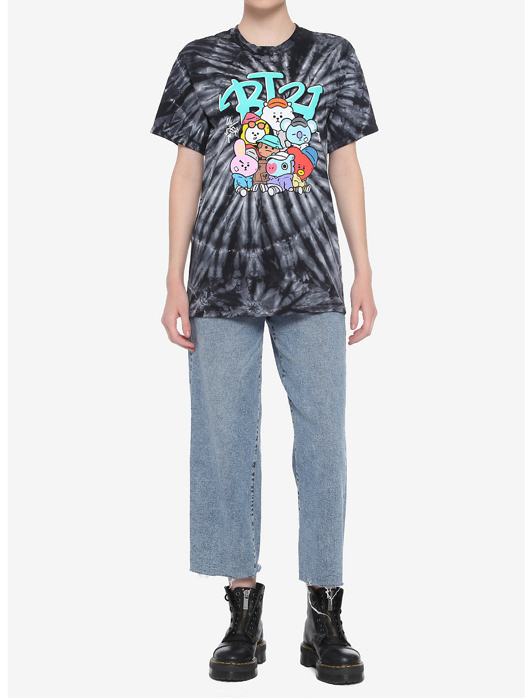 BT21 Camisa Tie Dye Negra BTS