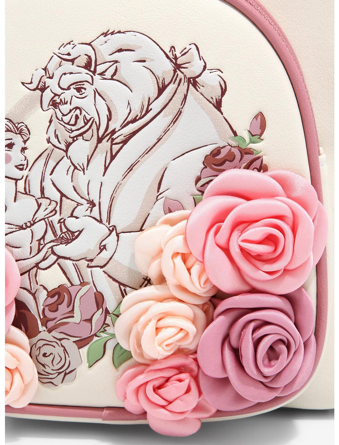 La Bella Y La Bestia Mochila Flores Rosas