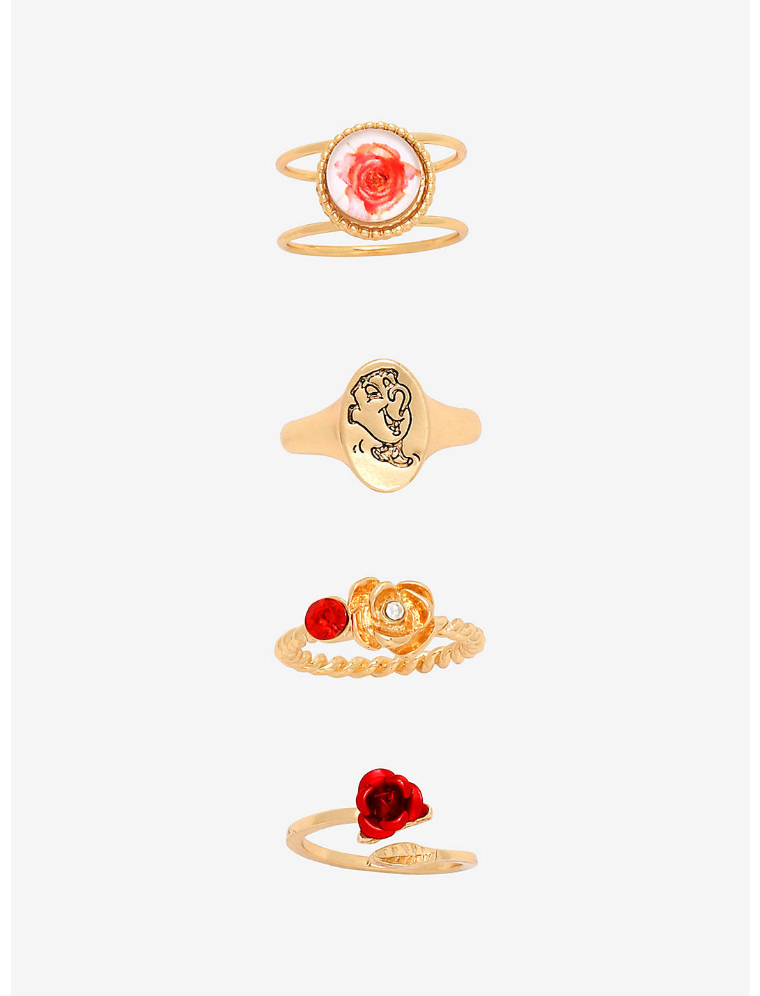 La Bella Y La Bestia Set De Anillos
