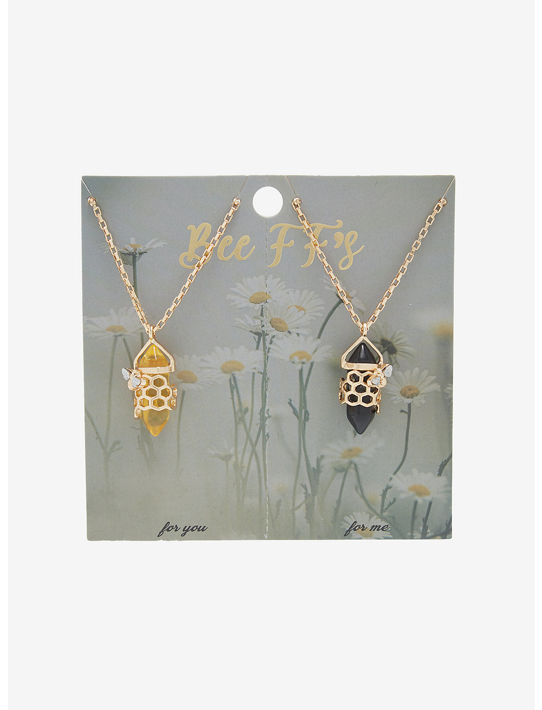 Set De Collares Abeja Miel Mejores Amigos Panal Cuarzo