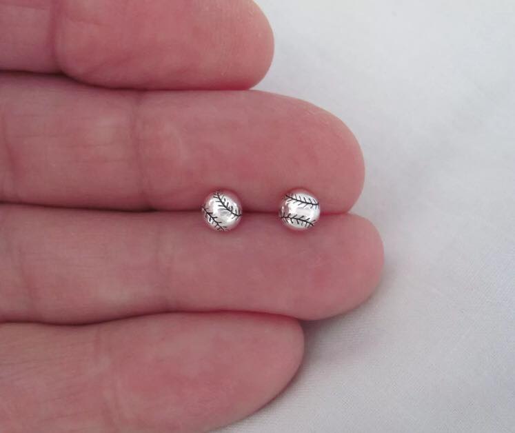 Aretes De Béisbol Plata