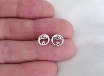 Aretes De Luna Y Estrella Plata