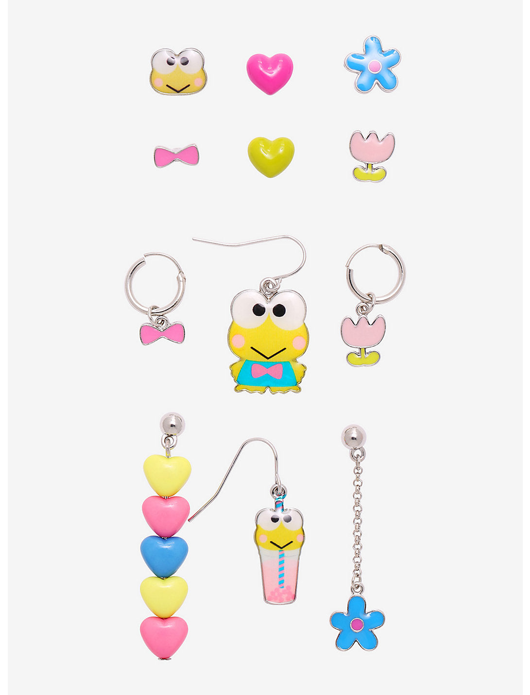 Keroppi Multicolor Set De Aretes