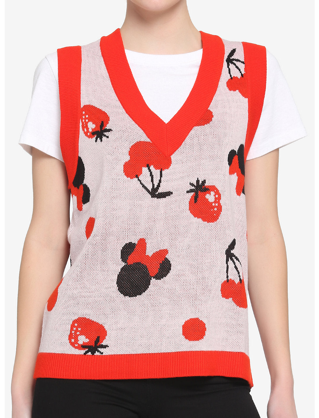 Minnie Mouse Sueter Chaleco Cerezas