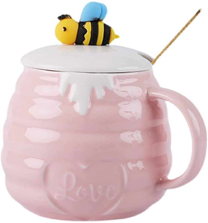 Abeja Taza Y Cuchara Miel Color Rosa