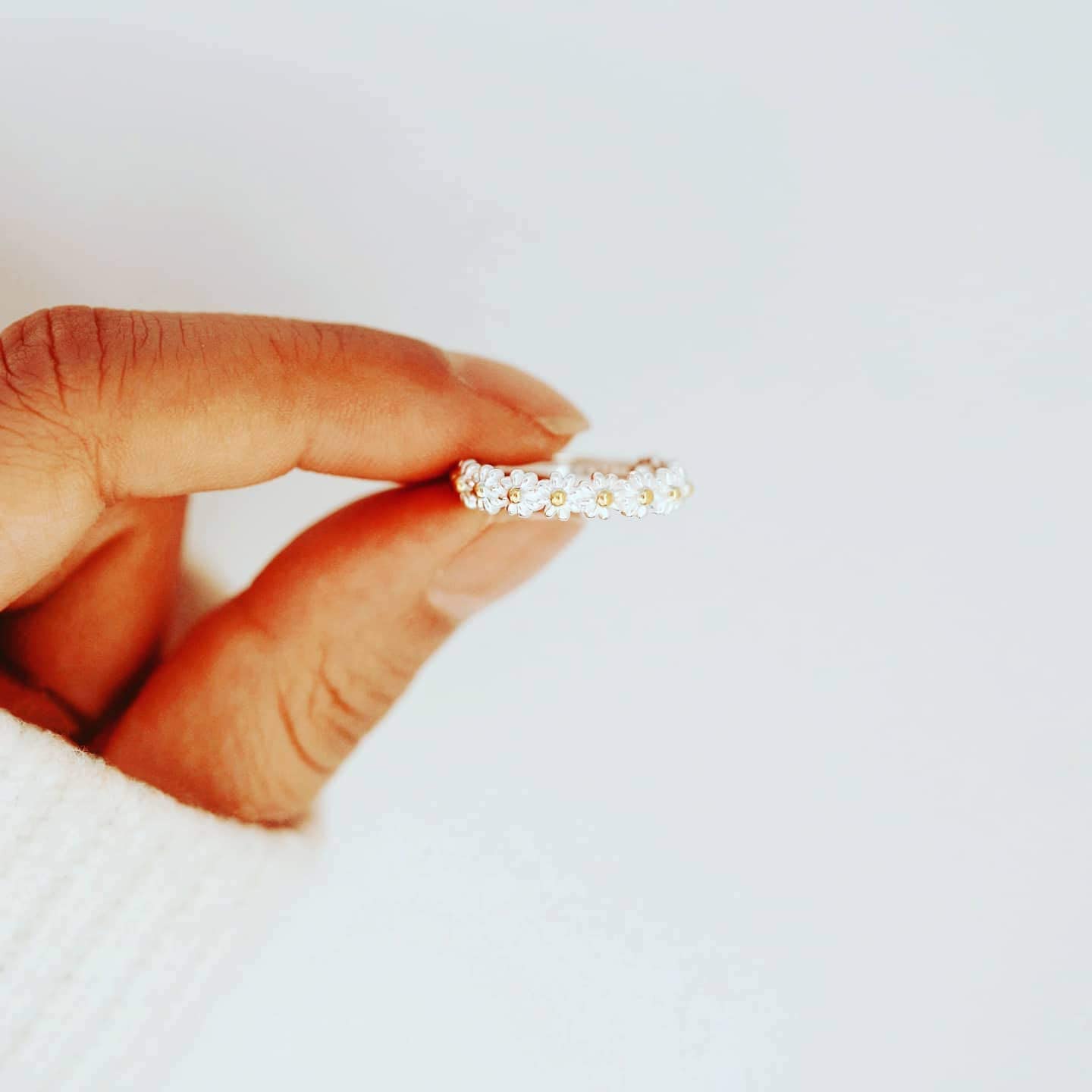 Anillo Flor Blanca Daisy Margarita