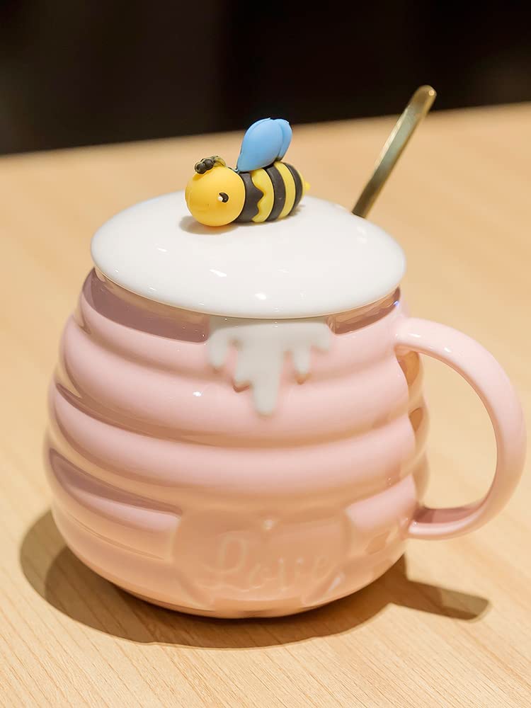Abeja Taza Y Cuchara Miel Color Rosa