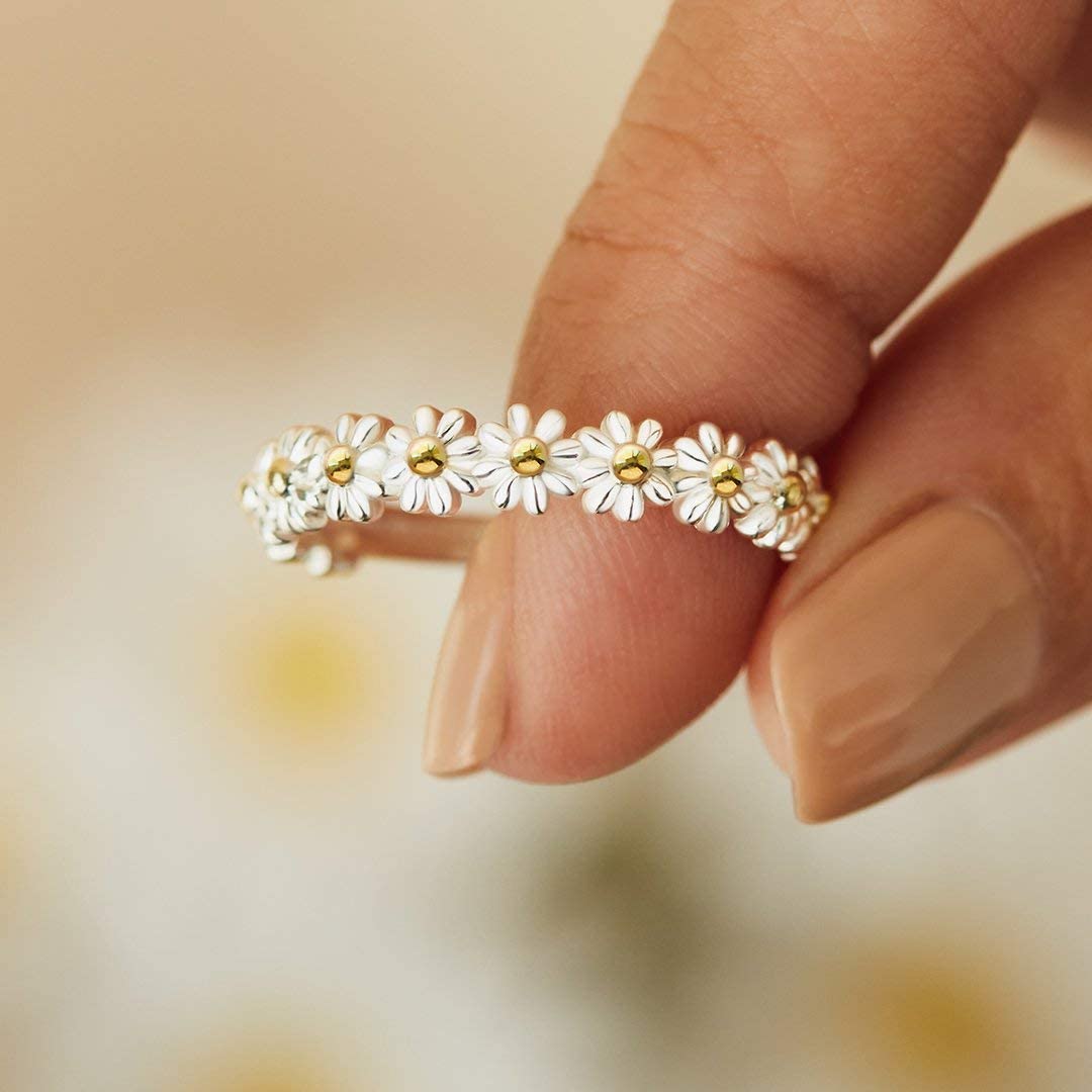Anillo Flor Blanca Daisy Margarita