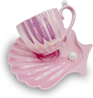 Concha Taza Sirena Perla Con Plato