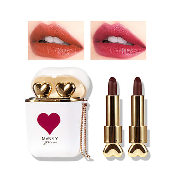 Set De Labiales Tipo Airpod Case Corazon