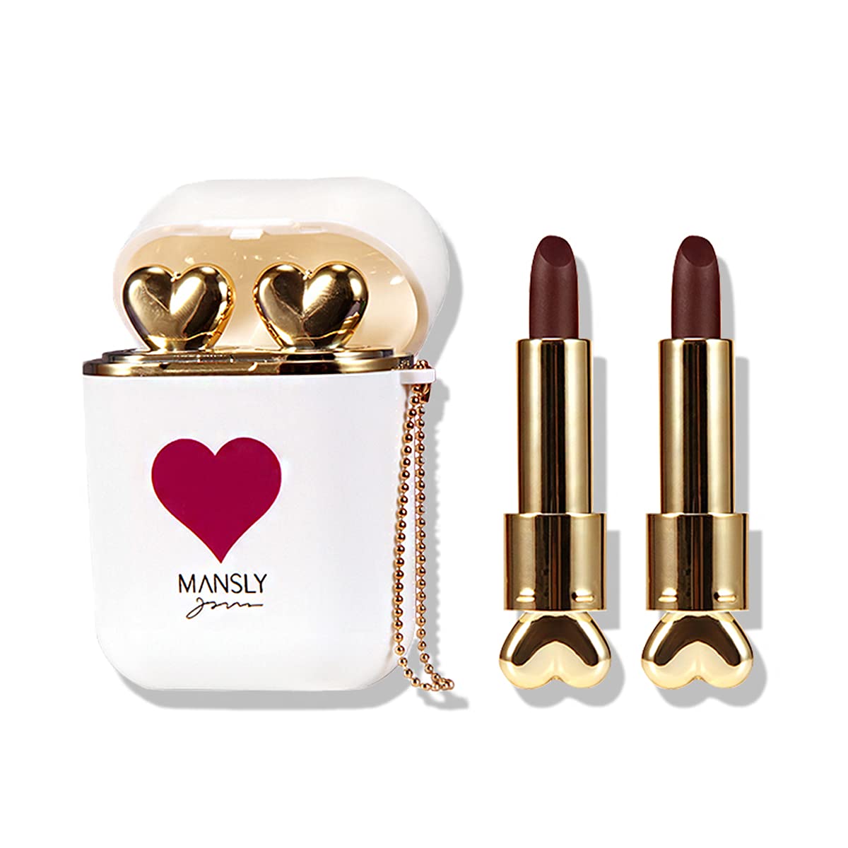 Set De Labiales Tipo Airpod Case Corazon