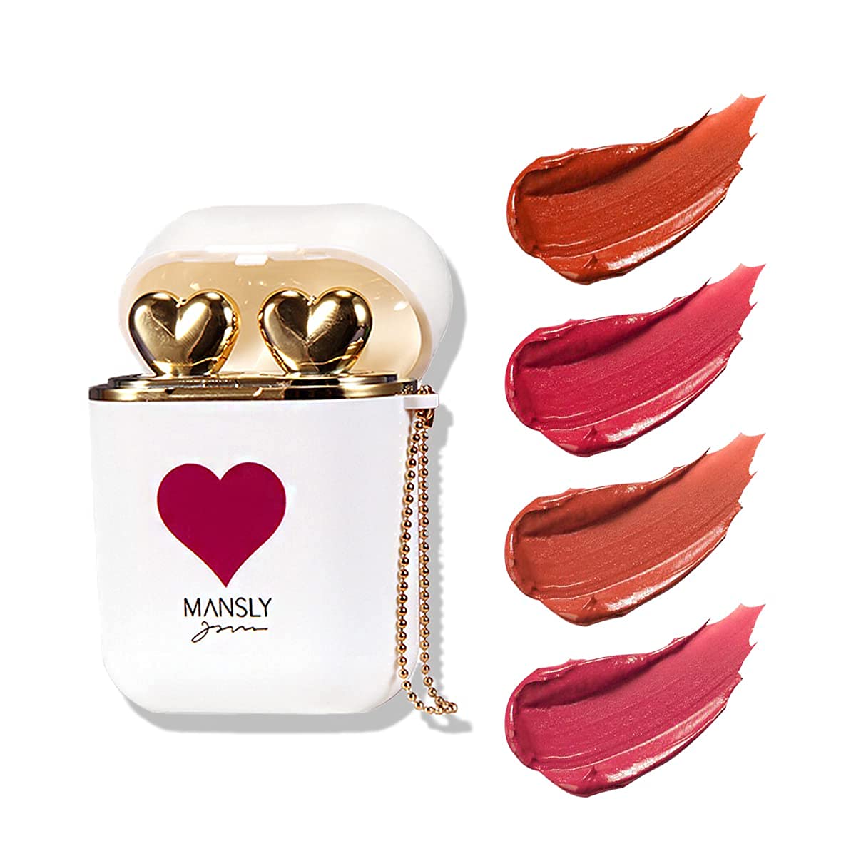 Set De Labiales Tipo Airpod Case Corazon