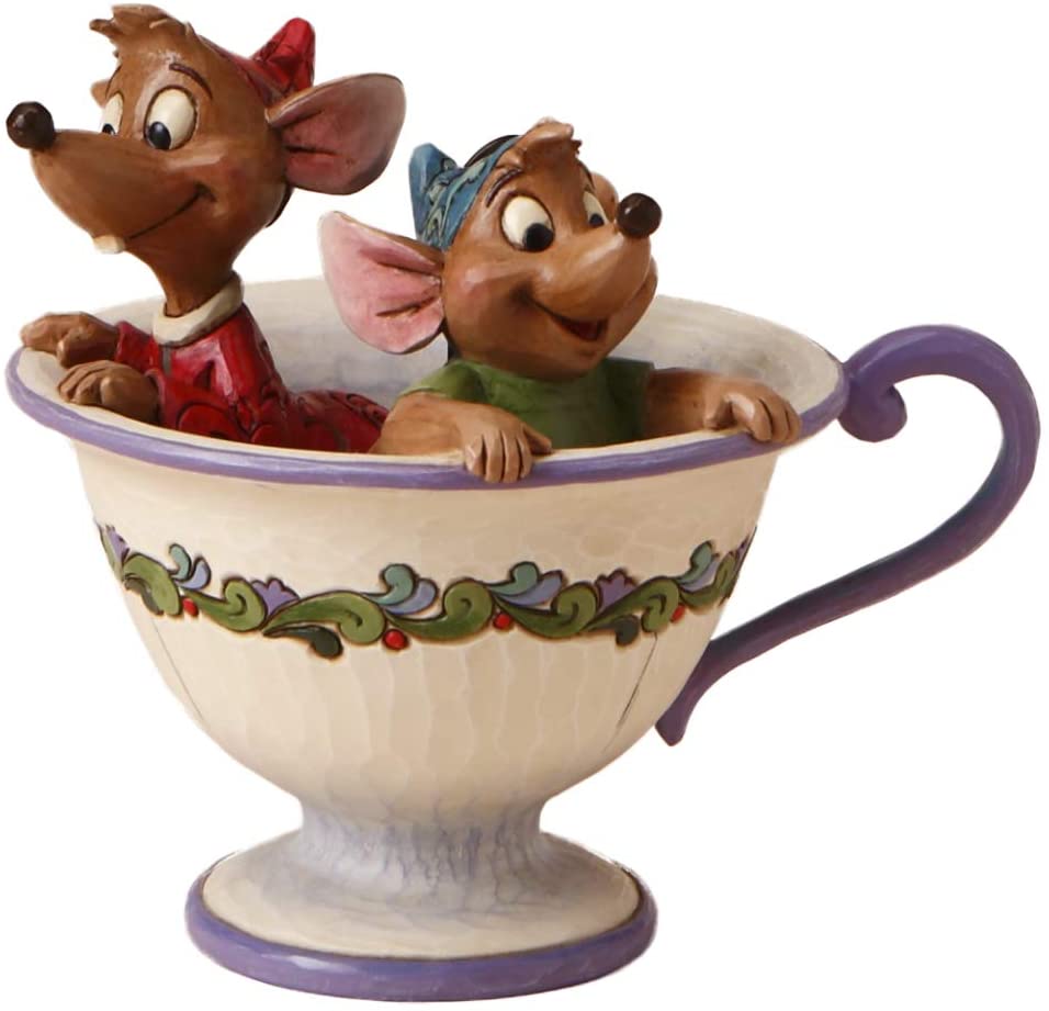 Cenicienta Taza Decorativa Jaq y Gus Figura Resina de Piedra