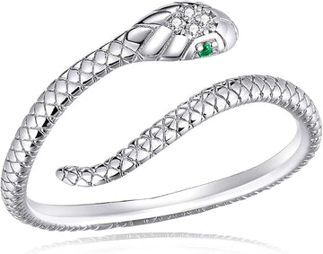 Anillo Serpiente Ojos Verdes Ajustable