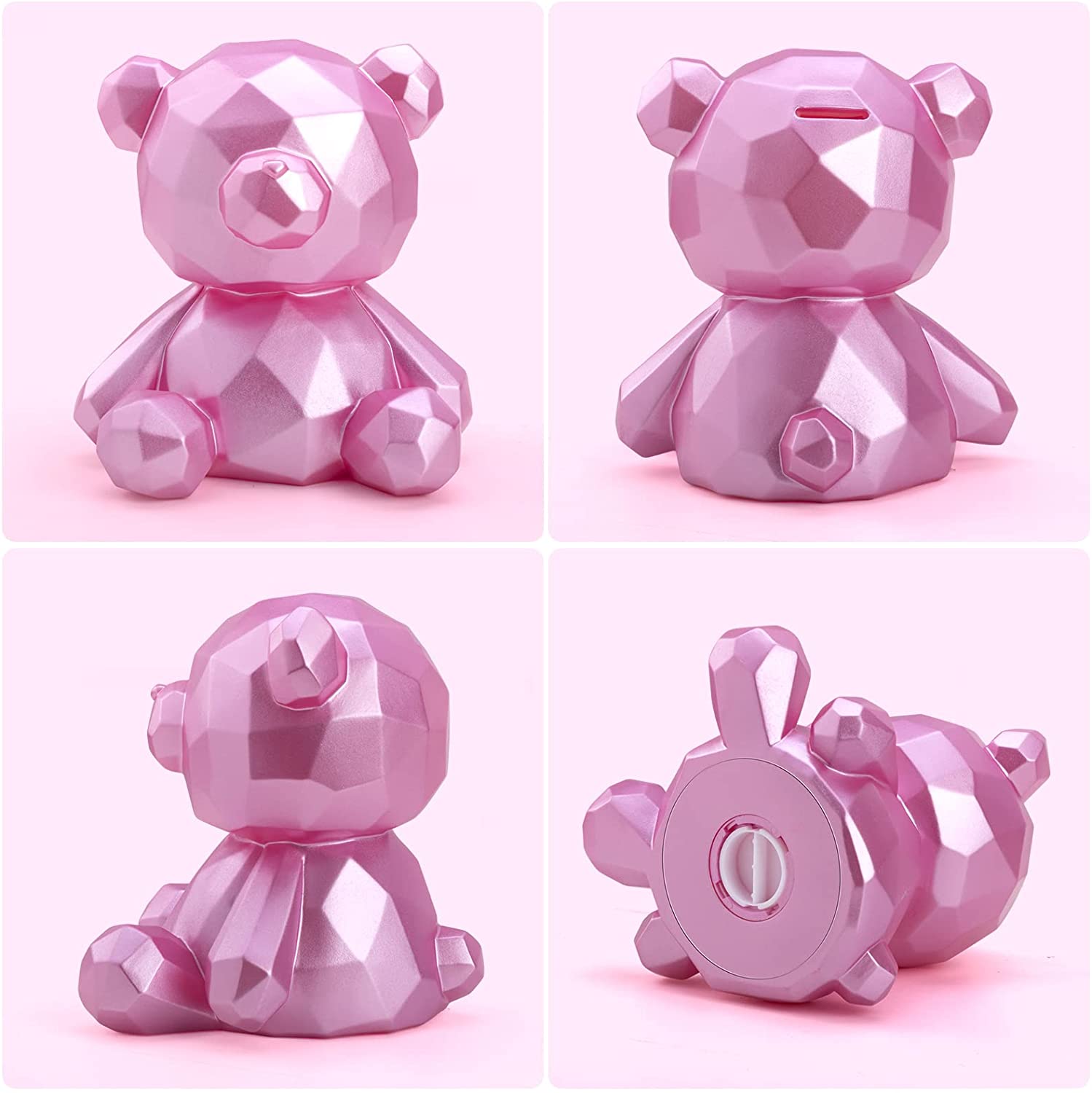 Alcancia Oso Geometrico Rosa