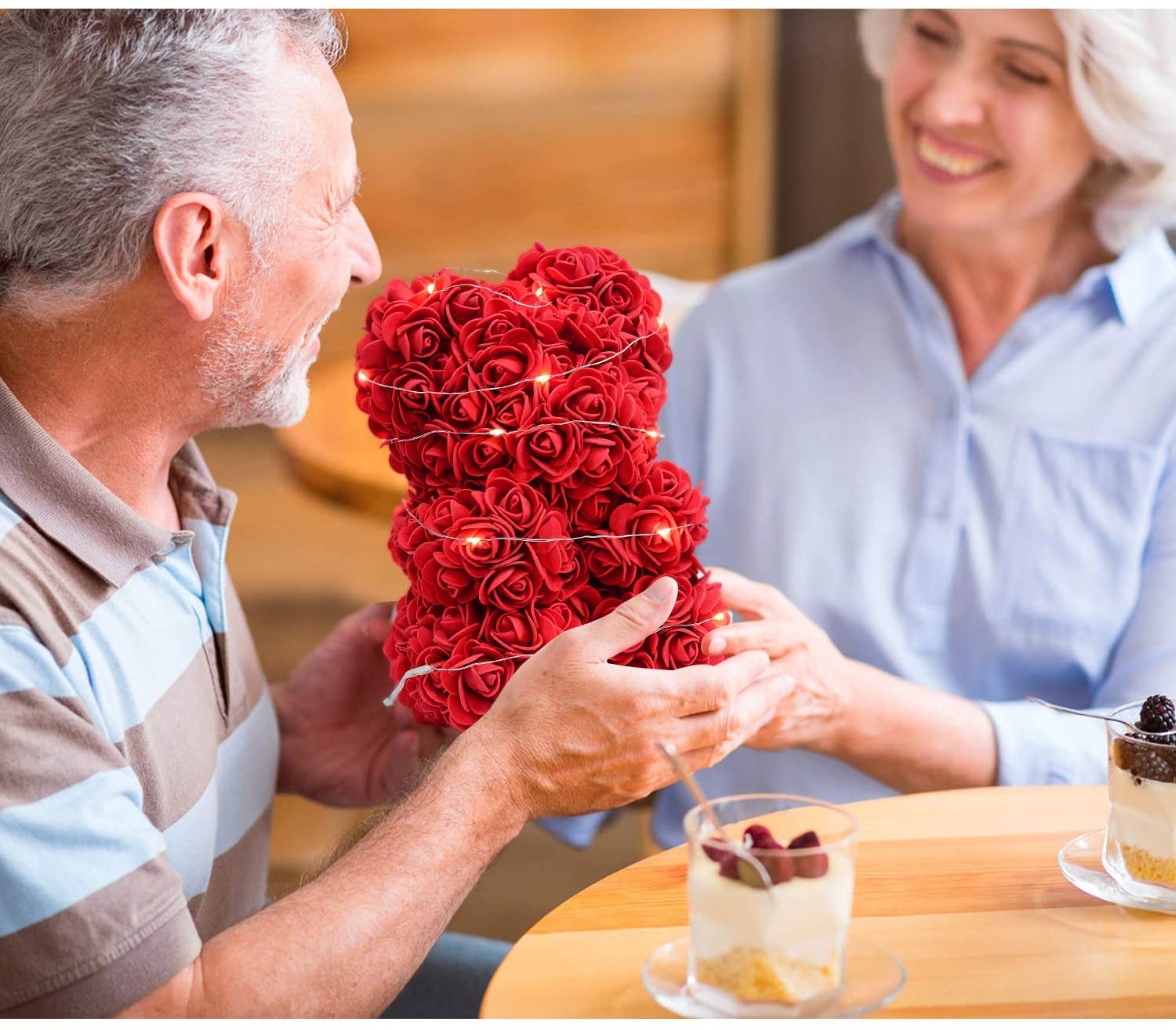 Oso De Rosas Rojas Luz Osito De Rosas Flor
