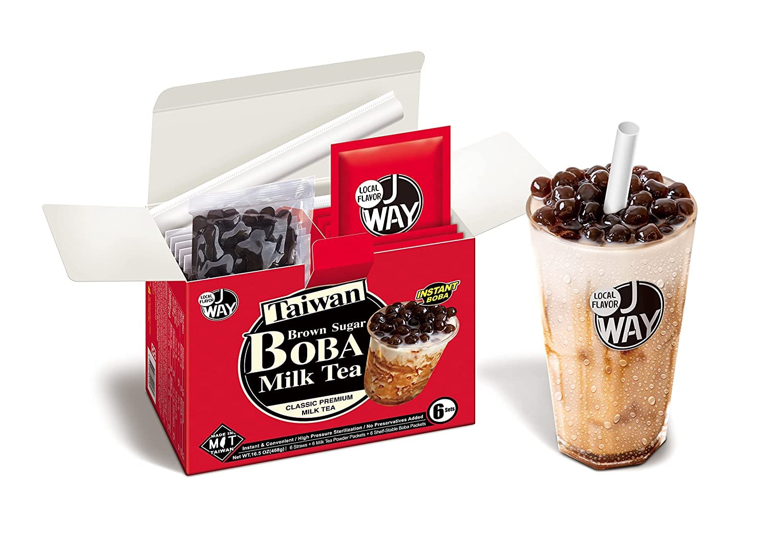 J WAY Instant Boba Bubble Pearl - Kit de Té De leche Con Tapioca