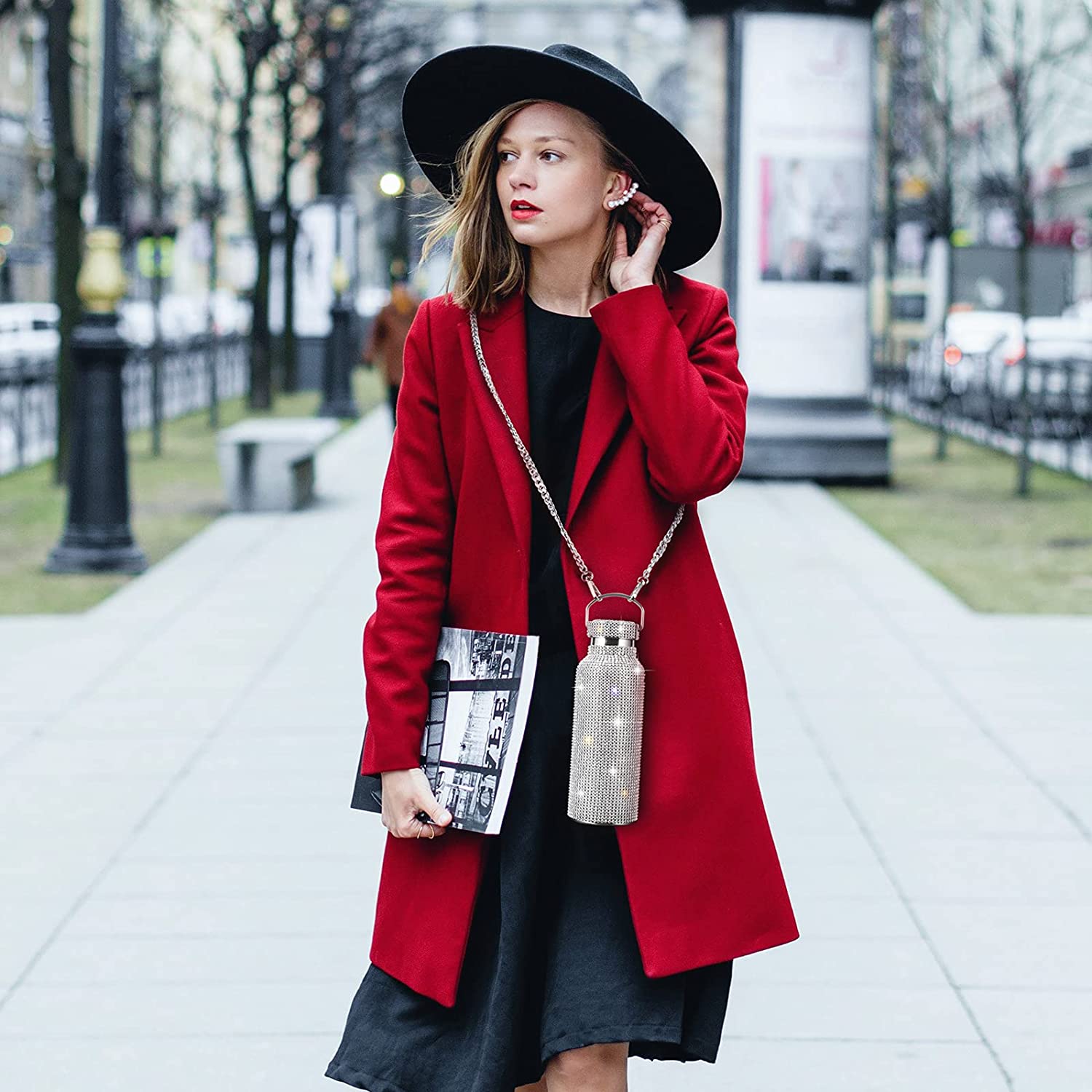 Botella Diamante Termo Agua Con Correa