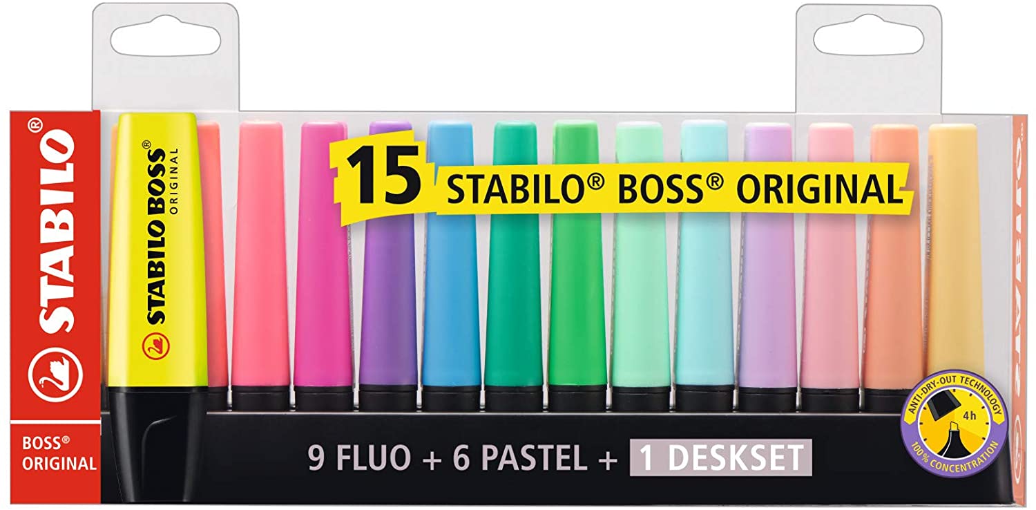 Stabilo Boss Marcadores Plumones 15 Piezas