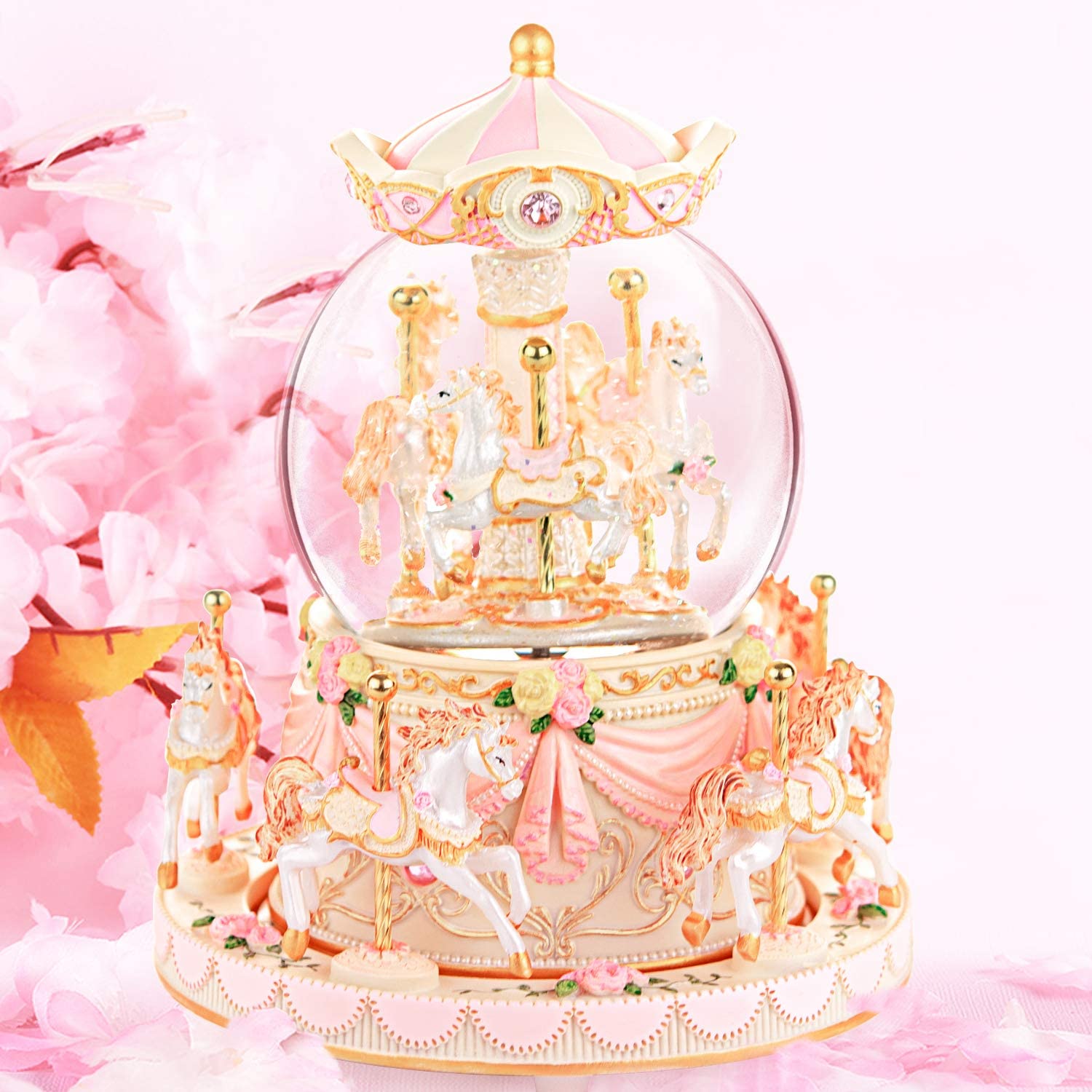 Caja Musical Carrusel Rosa