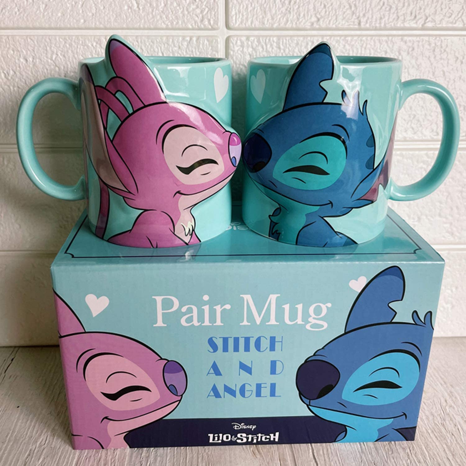 Stitch Y Angel Set De Tazas Pareja