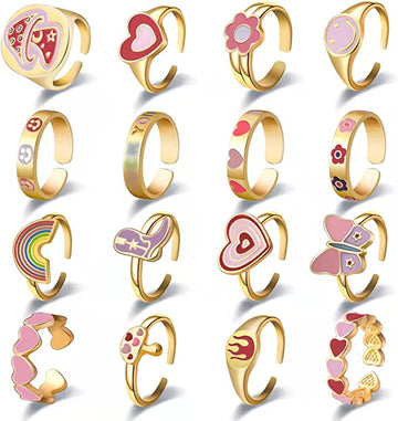 Set De Anillos Coloridos 16 Piezas