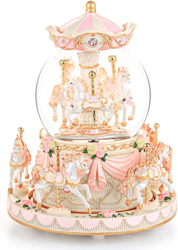 Caja Musical Carrusel Rosa