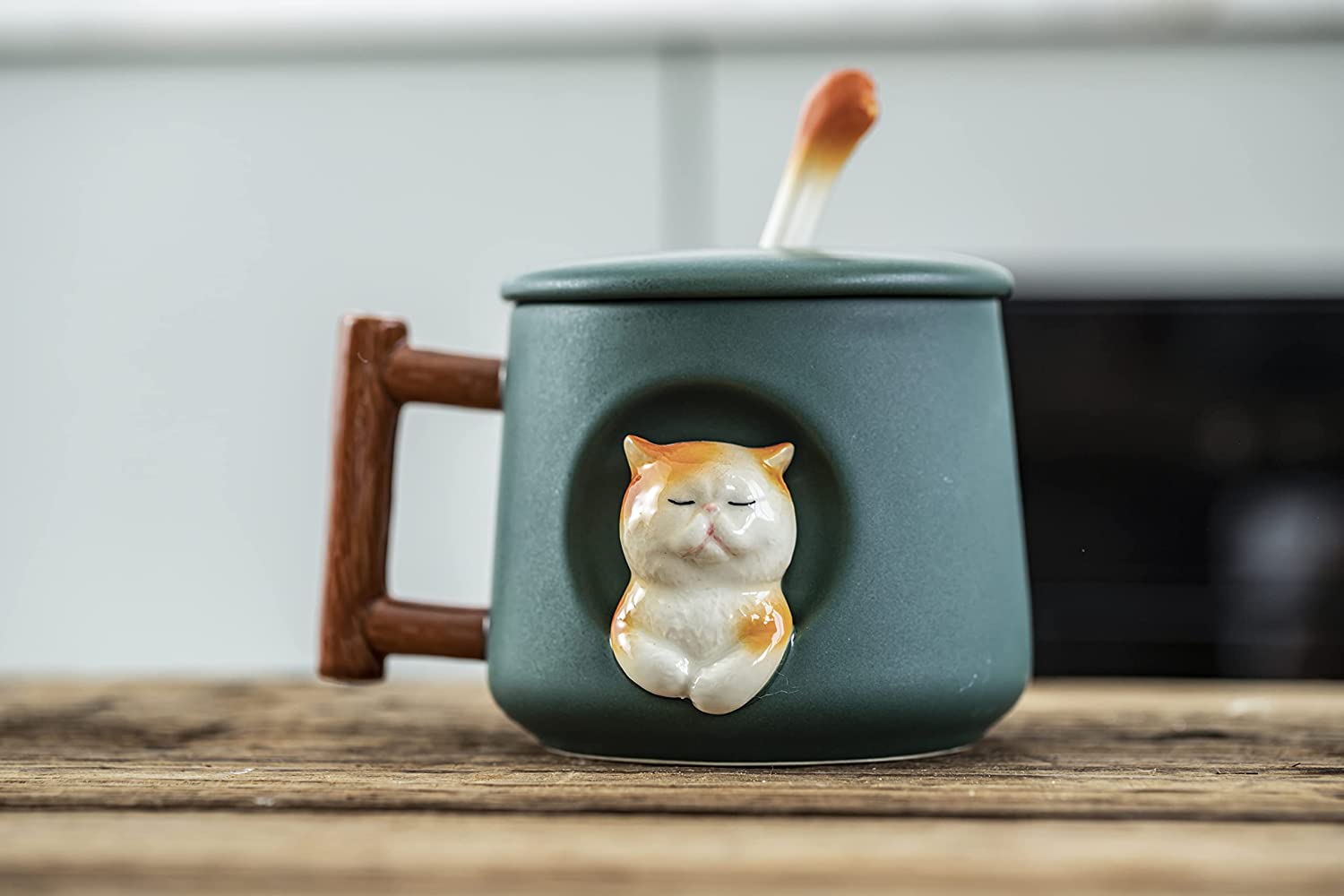 Taza Gato Con Cuchara 3D
