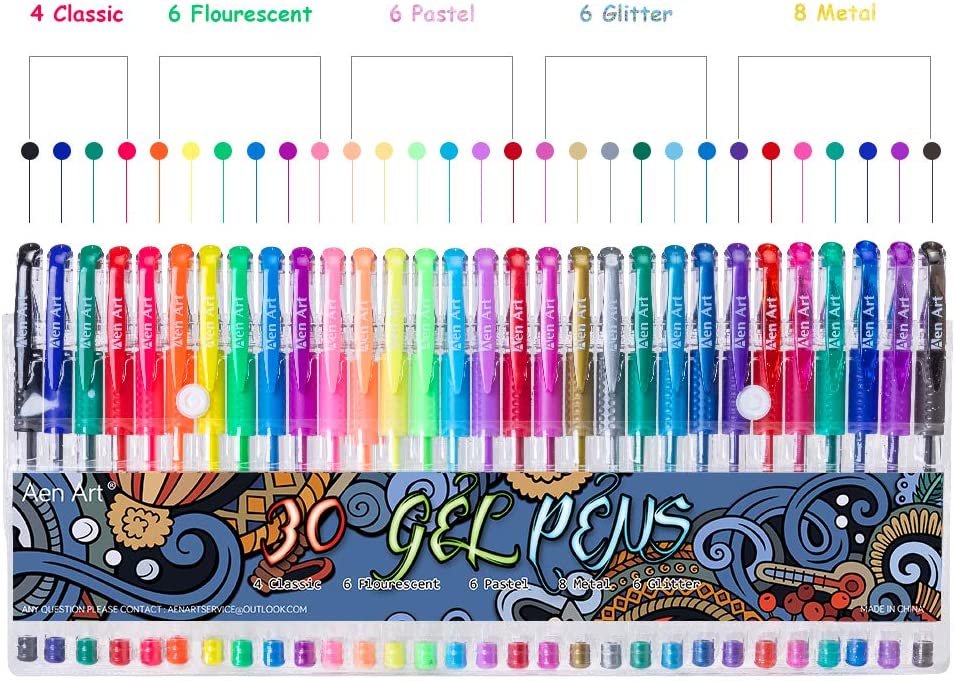 Set De Plumas Gel 30 Colores