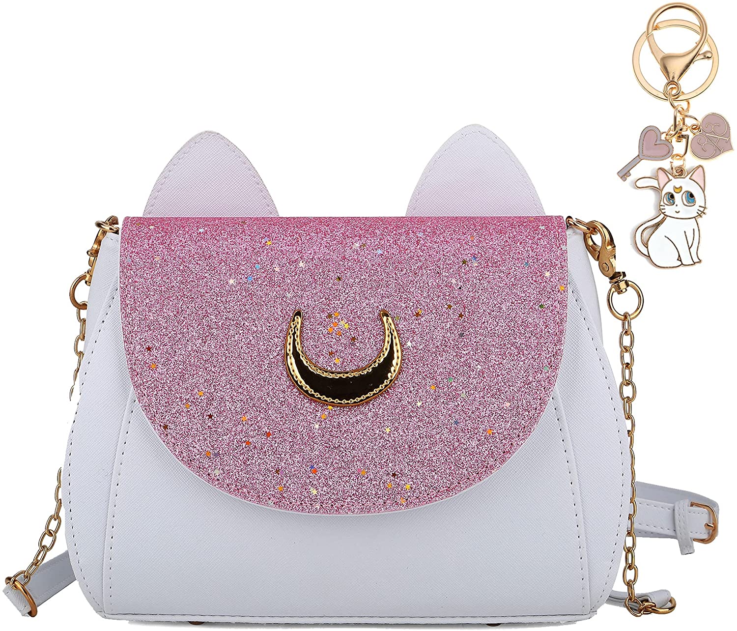Sailor Moon Bolsa Glitter Con Llavero Set