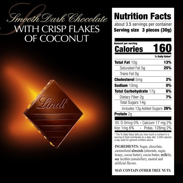 Lindt Excellence Almond Dark Chocolate, 3.5 oz