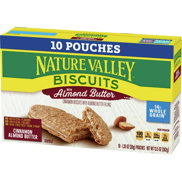 Nature Valley Biscuit Sandwiches, Cinnamon Almond Butter, 1.35 oz, 10 ct