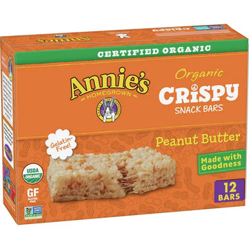 Annie's Organic Crispy Snack Bars, Gluten Free, Peanut Butter, 9.36 oz, Cont. 12