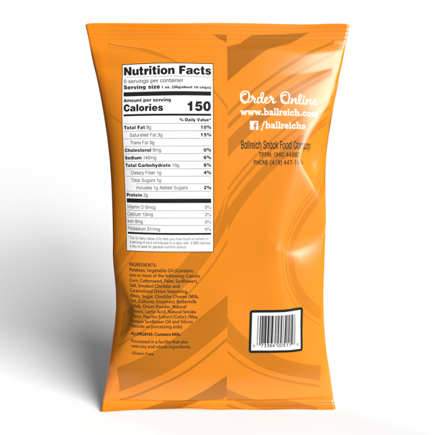 Ballreich's Smoked Cheddar & Onion Potato Chips, 9 Oz
