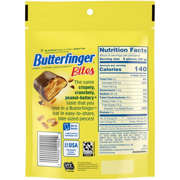 Butterfinger Bite-Sized Peanut-Buttery Chocolate-y Candy Bars, 8 oz Bag