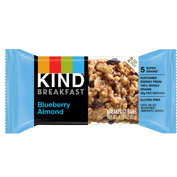 KIND Bars, Blueberry Almond Breakfast Bar, Gluten free, 1.76 oz, 4 Snack Bars