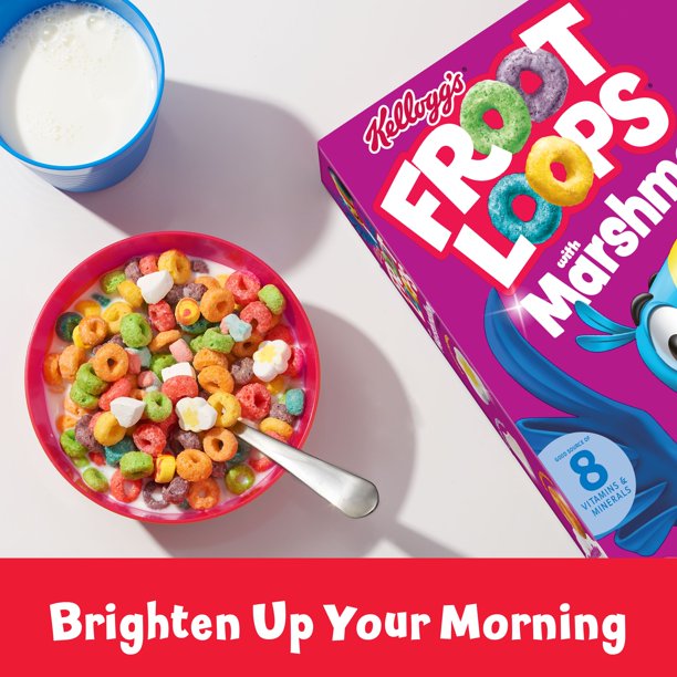 Kellogg's Froot Loops Breakfast Cereal with Marshmallows, Original with Marshmallows, 10.5 Oz, Box