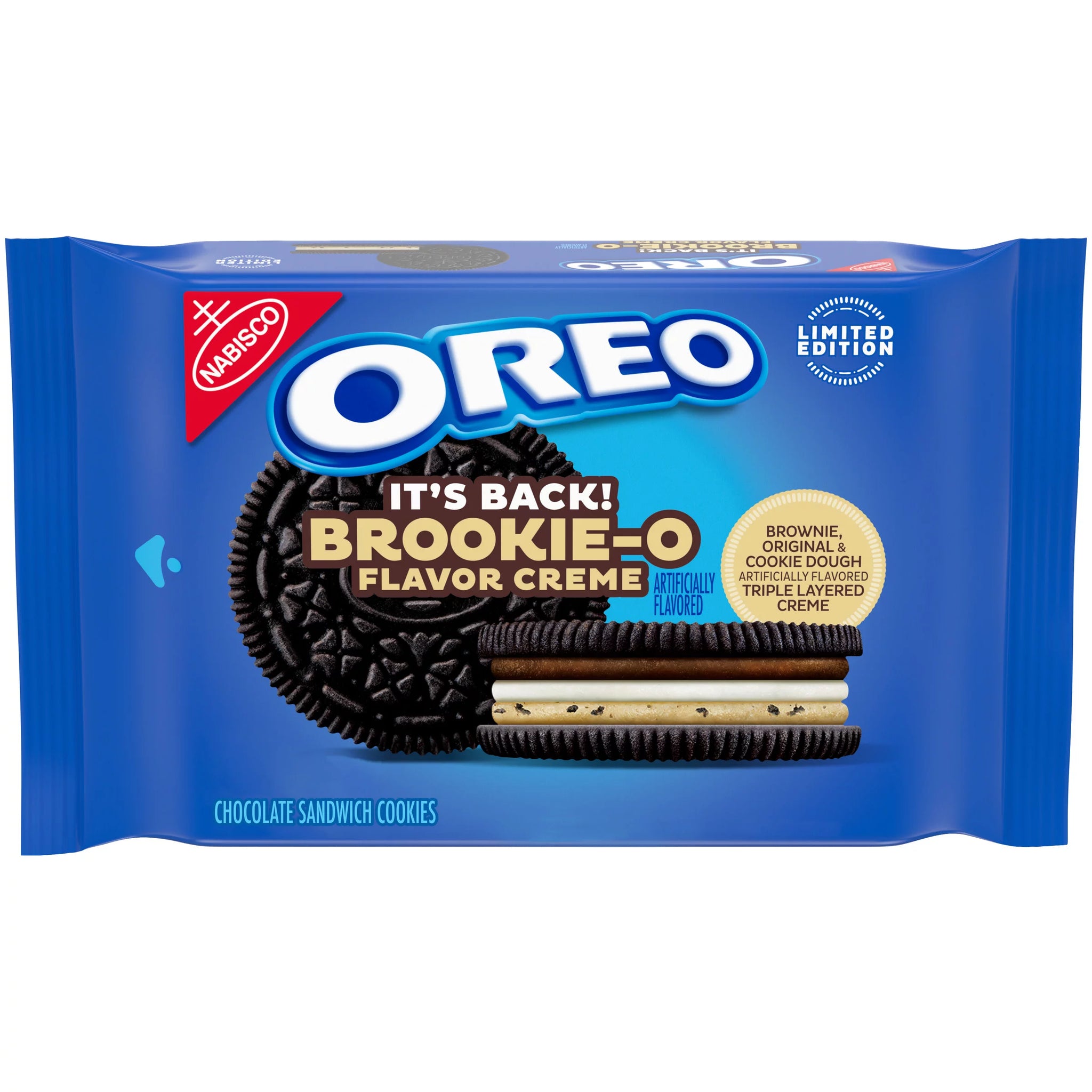 OREO Brookie-O Brownie, Original & Cookie Dough Creme Chocolate Sandwich Cookies, Limited Edition, 13.2 oz