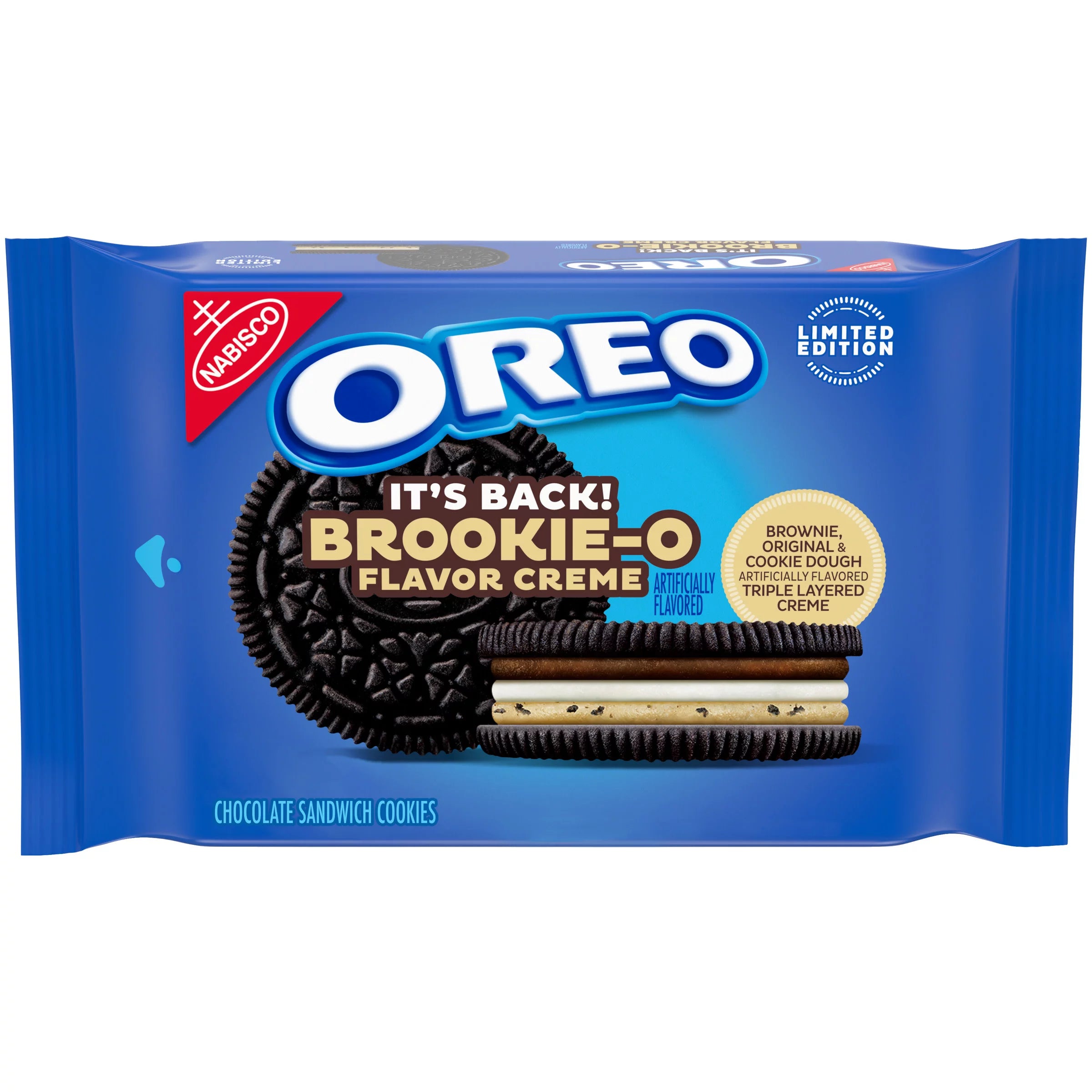 OREO Brookie-O Brownie, Original & Cookie Dough Creme Chocolate Sandwich Cookies, Limited Edition, 13.2 oz