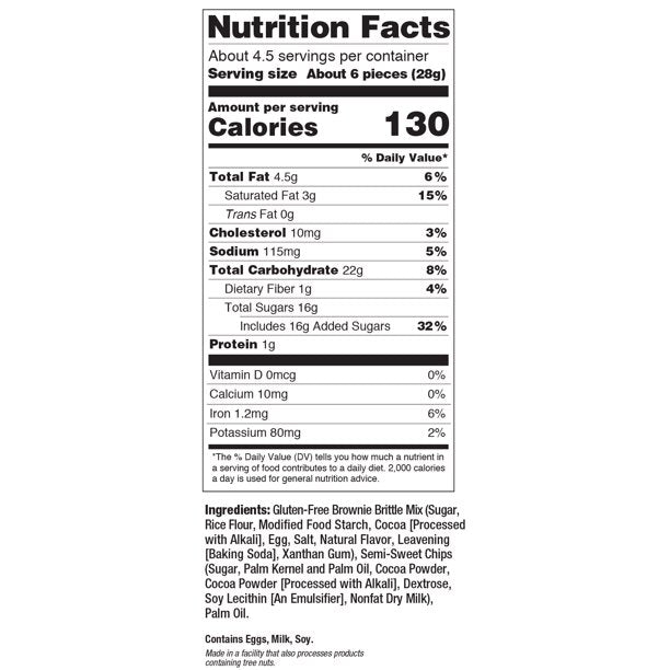 Sheila G's Chocolate Chip Cookie Snack Thins Brownie Brittle, Gluten Free, 4.5 oz