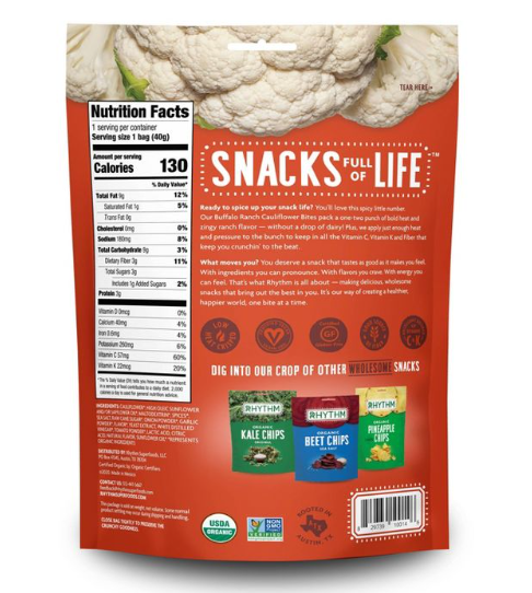 Rhythm Buffalo Ranch Organic Cauliflower Bites - 1.4oz