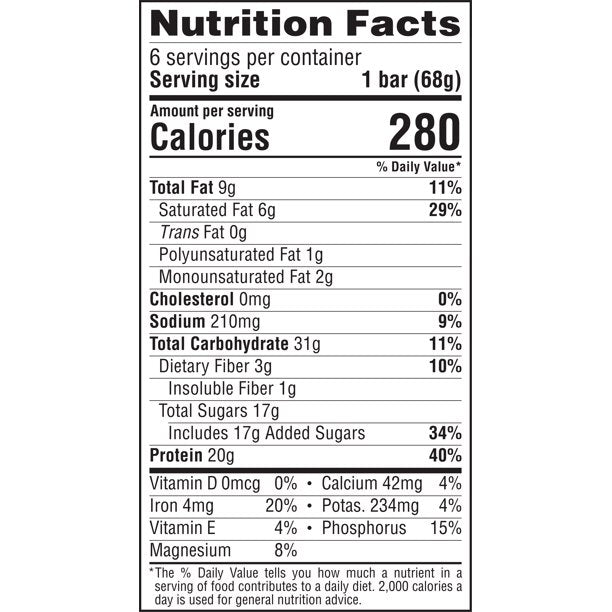 CLIF Builders Protein Bars, Gluten Free, 20g Protein, Chocolate, Cont. 6, 2.4 oz
