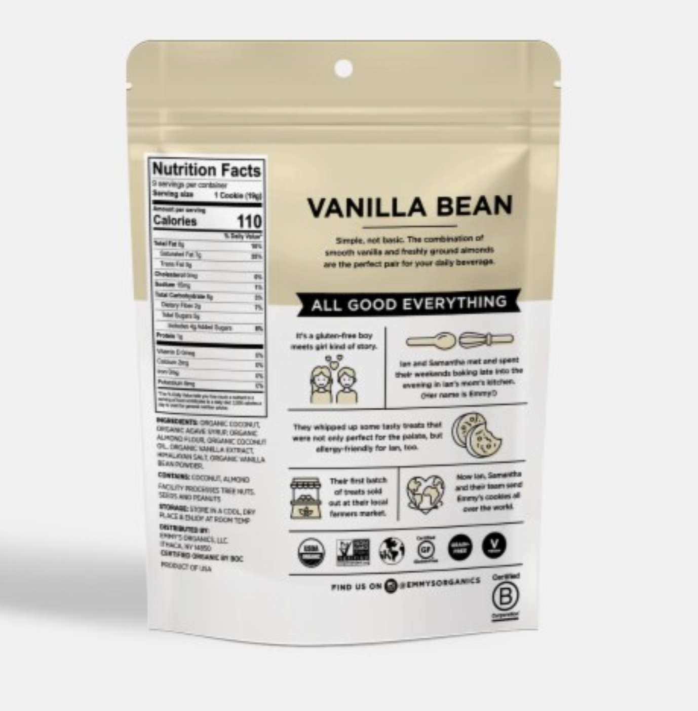 Emmy's Organics Organic Vanilla Bean Coconut Cookies