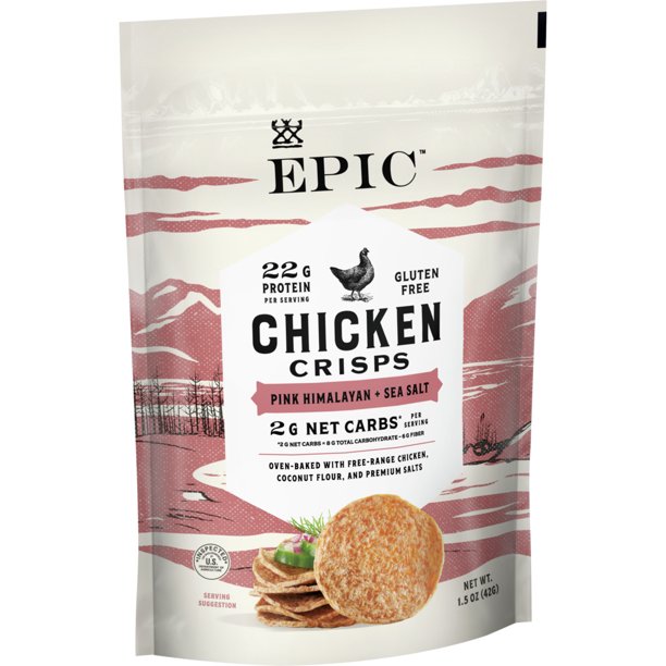 EPIC Pink Himalayan Sea Salt Chicken Crisps, Keto Friendly, Bolsa de 1.5oz