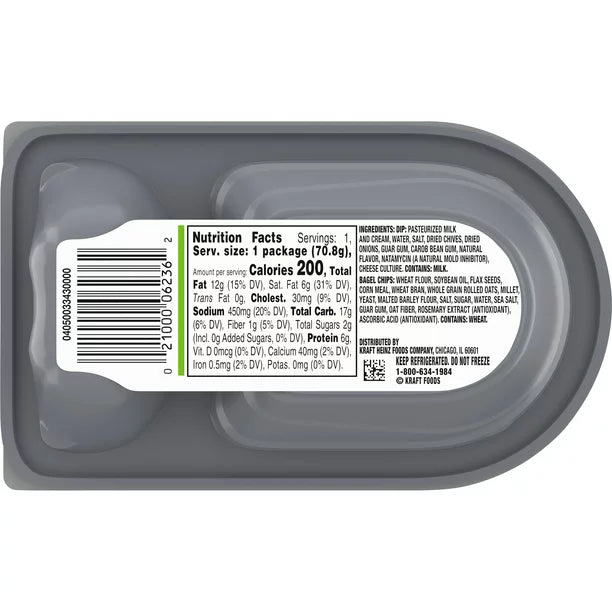 Philadelphia Multigrain Bagel Chips & Chive & Onion Cream Cheese Dip Snack, 2.5 oz
